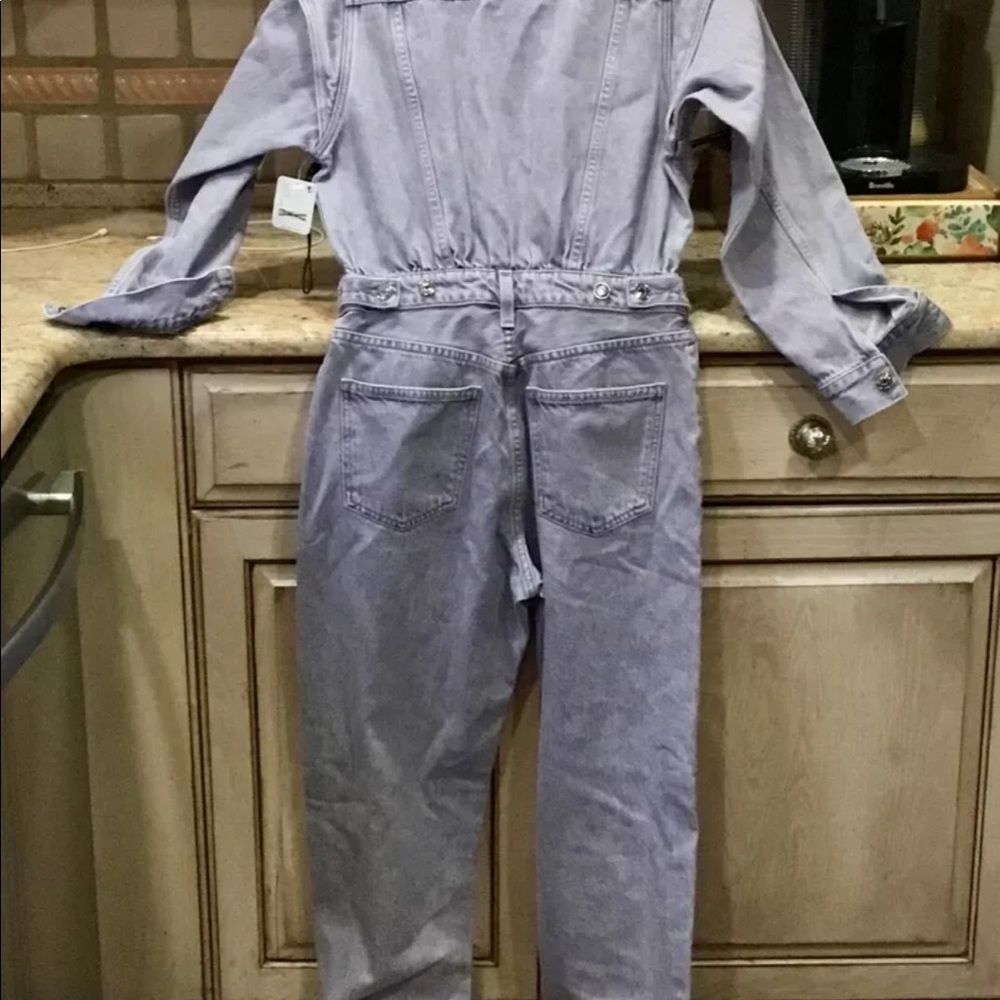 Free People AGOLDE Reyna Jumpsuit Coveralls 1 Pc Lilac Ashberry Denim - Picture 6 of 7